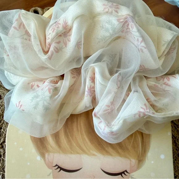 Floral Sheer Hair Scrunchie - Picture 2 of 2